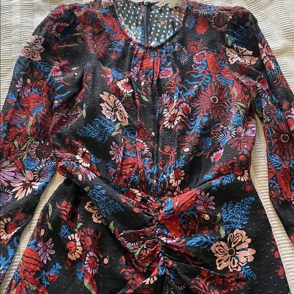 Veronica Beard Raylee Ruched Floral Midi Dress - Picture 8 of 9